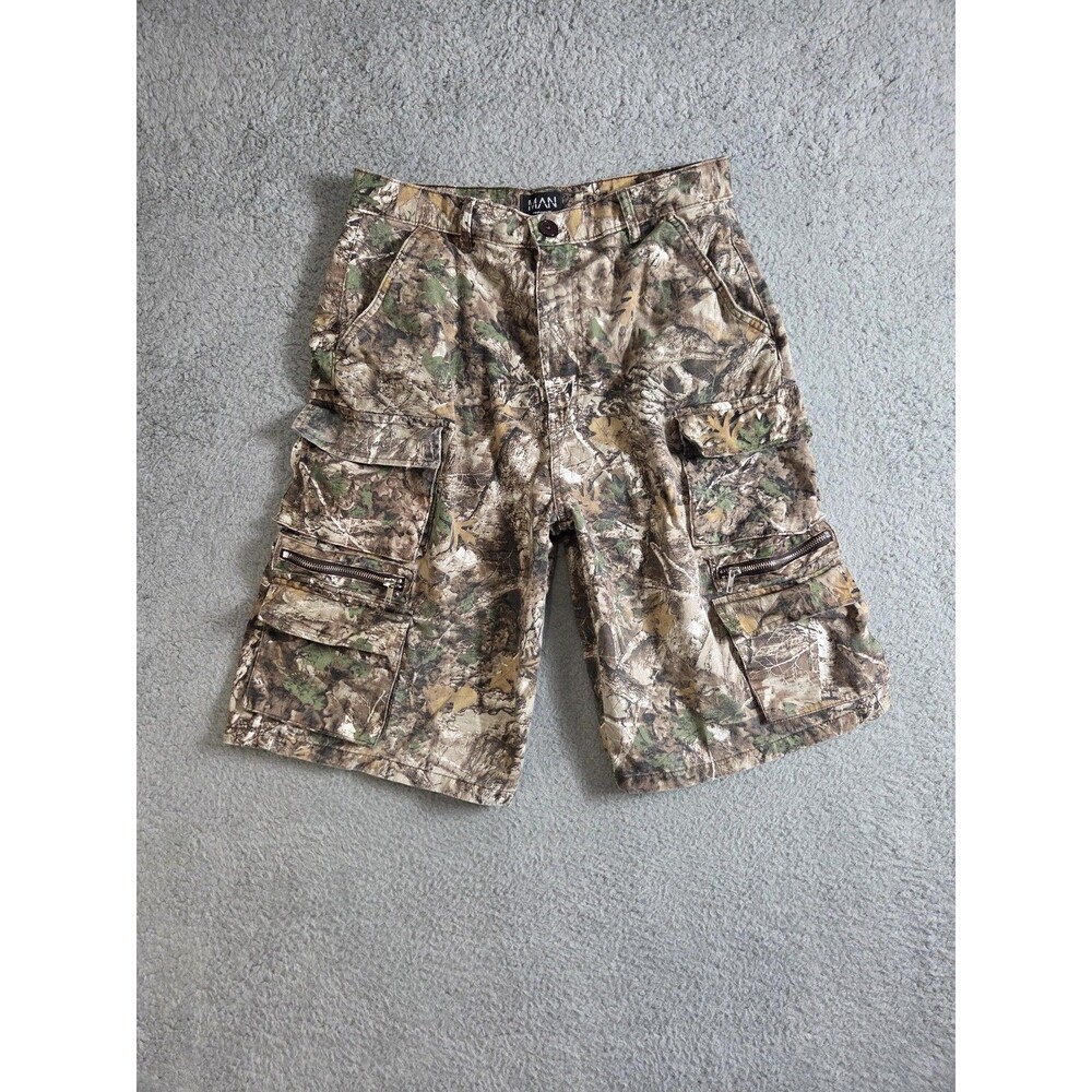 Boohoo Man Shorts Mens 31x11 Camo Cargo Multi‎ Pocket Zip Utility Cotton Hiking